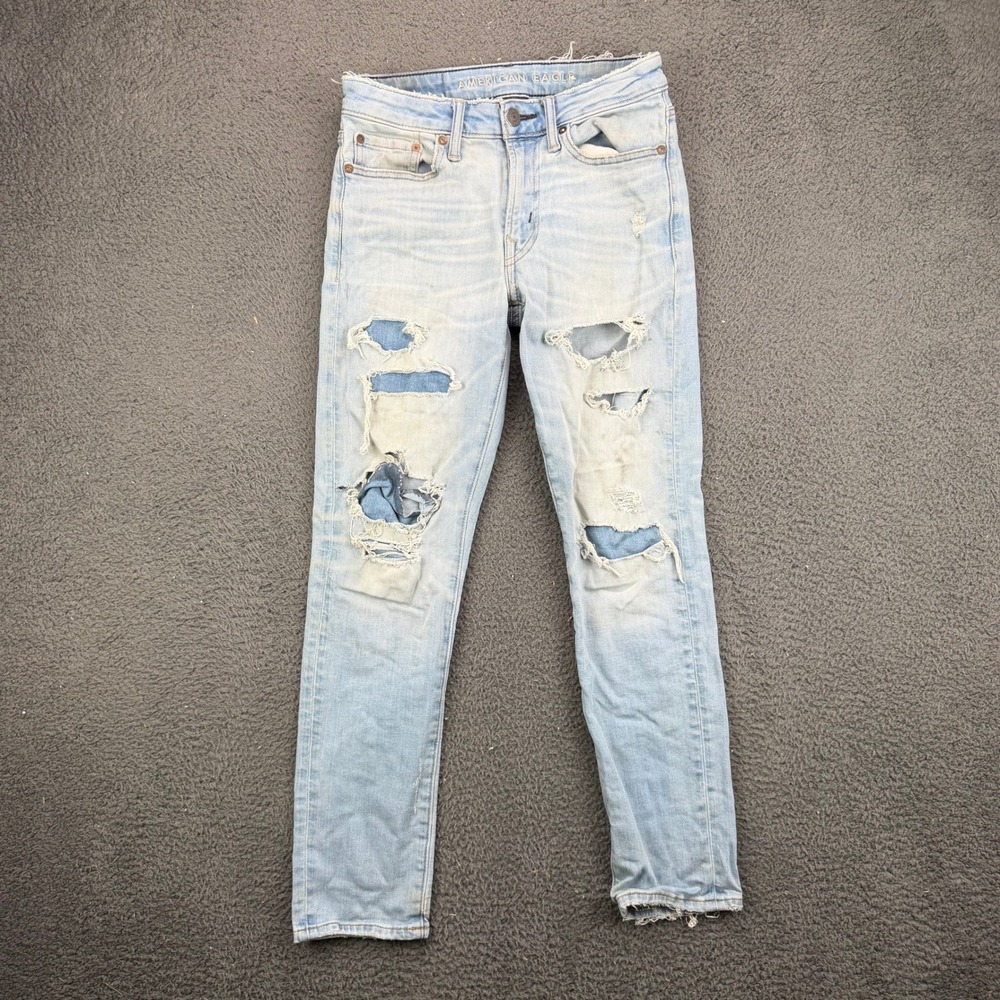 American Eagle Cozy Airflex+‎ Slim Distressed Light Wash Jeans 26x28